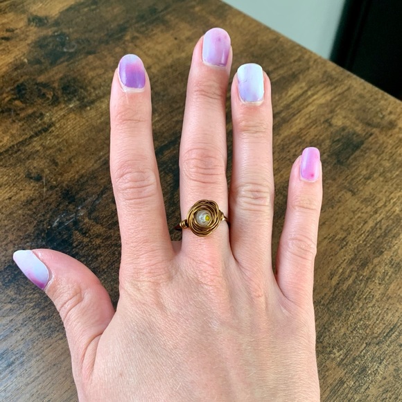 Handcrafted Millefiori Glass & Rose Wire Worked Ring - Picture 7 of 7